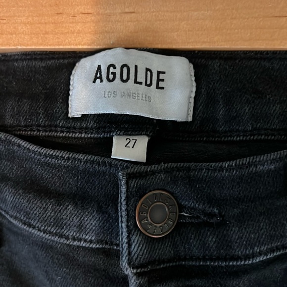 Agolde Sophie Ankle Raw Hem Mid Rise Stretch Black Skinny Jeans 27 - Picture 4 of 4